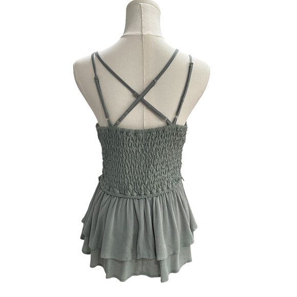 Entro Sage Green Lace Peplum Tank Top Medium Fairycore Cottagecore Romantic NWT - Picture 8 of 9